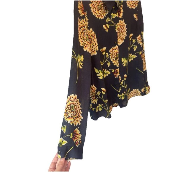 Cabi Daisy Floral Sheer Button Down Top Medium Boho Indie Peasant Festival - Picture 4 of 10